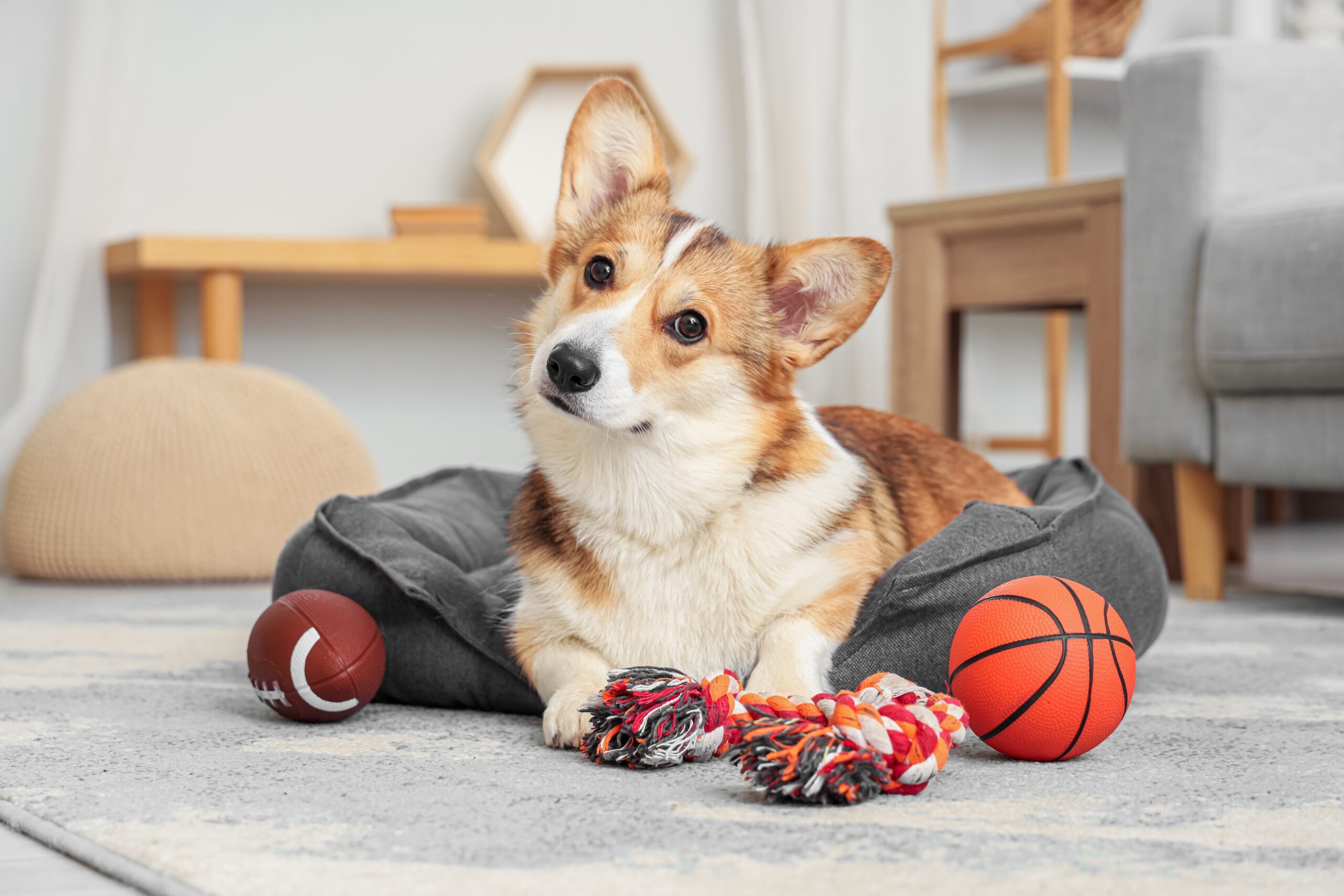 Happy Visit bei Dr. Hindricks – entspannter Corgi mit Spielzeug